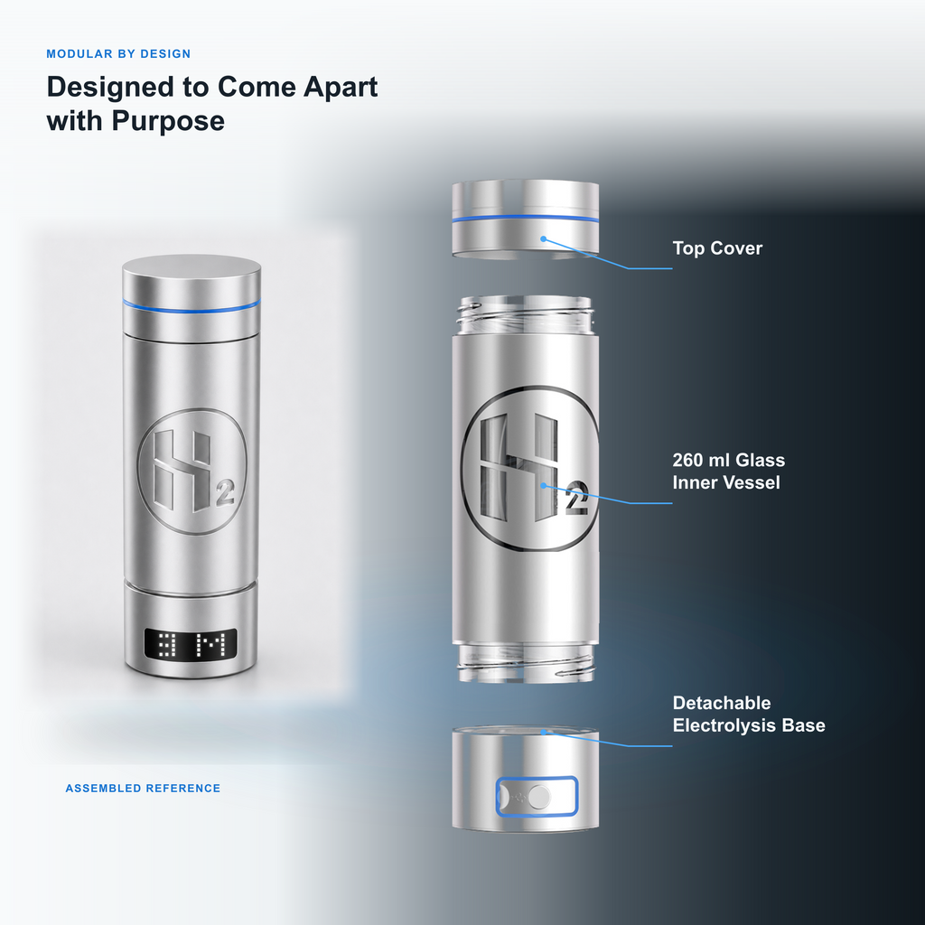 Neravo P2 detachable cover, 260 ml glass vessel, and electrolysis base