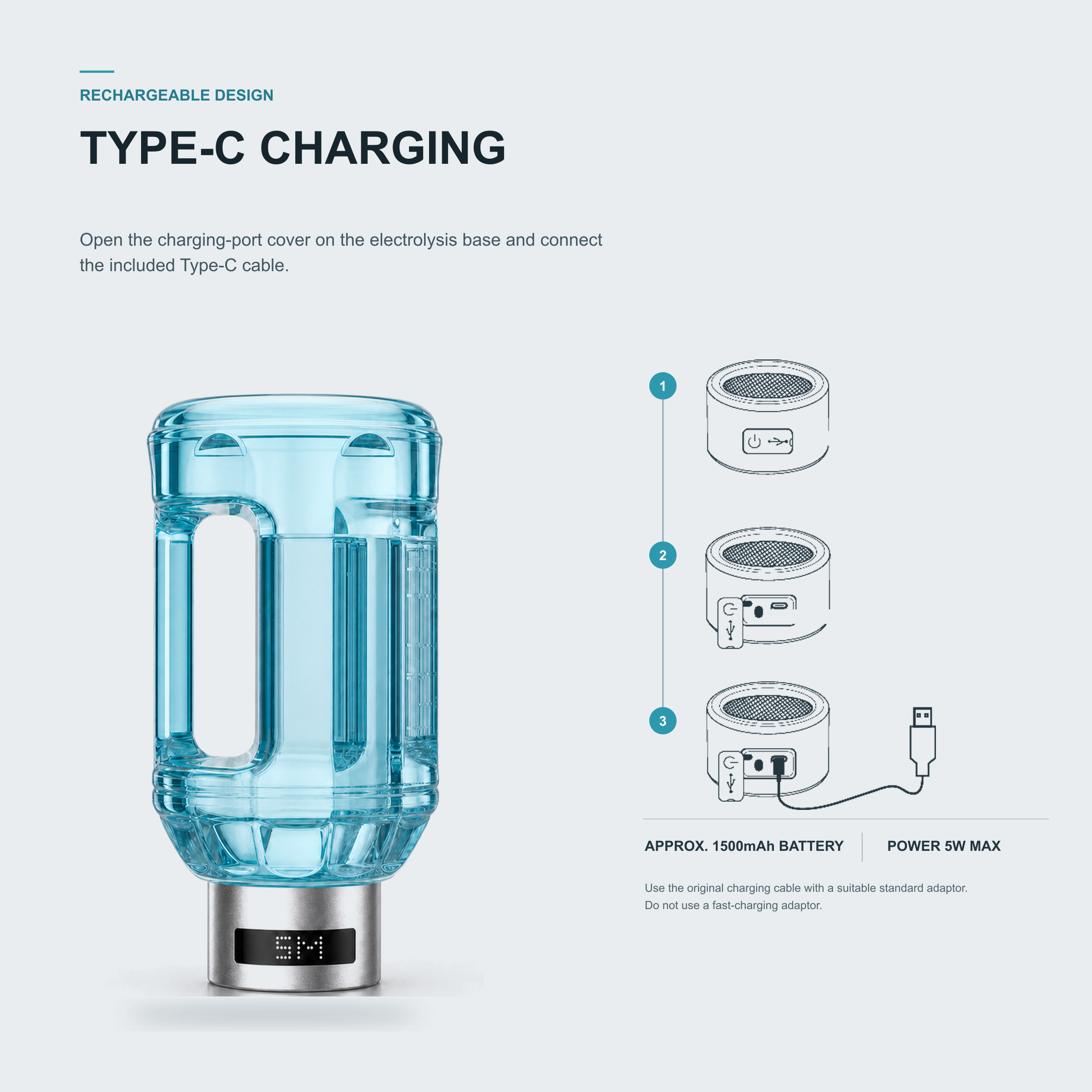 Neravo E2 Type-C charging port and included charging cable