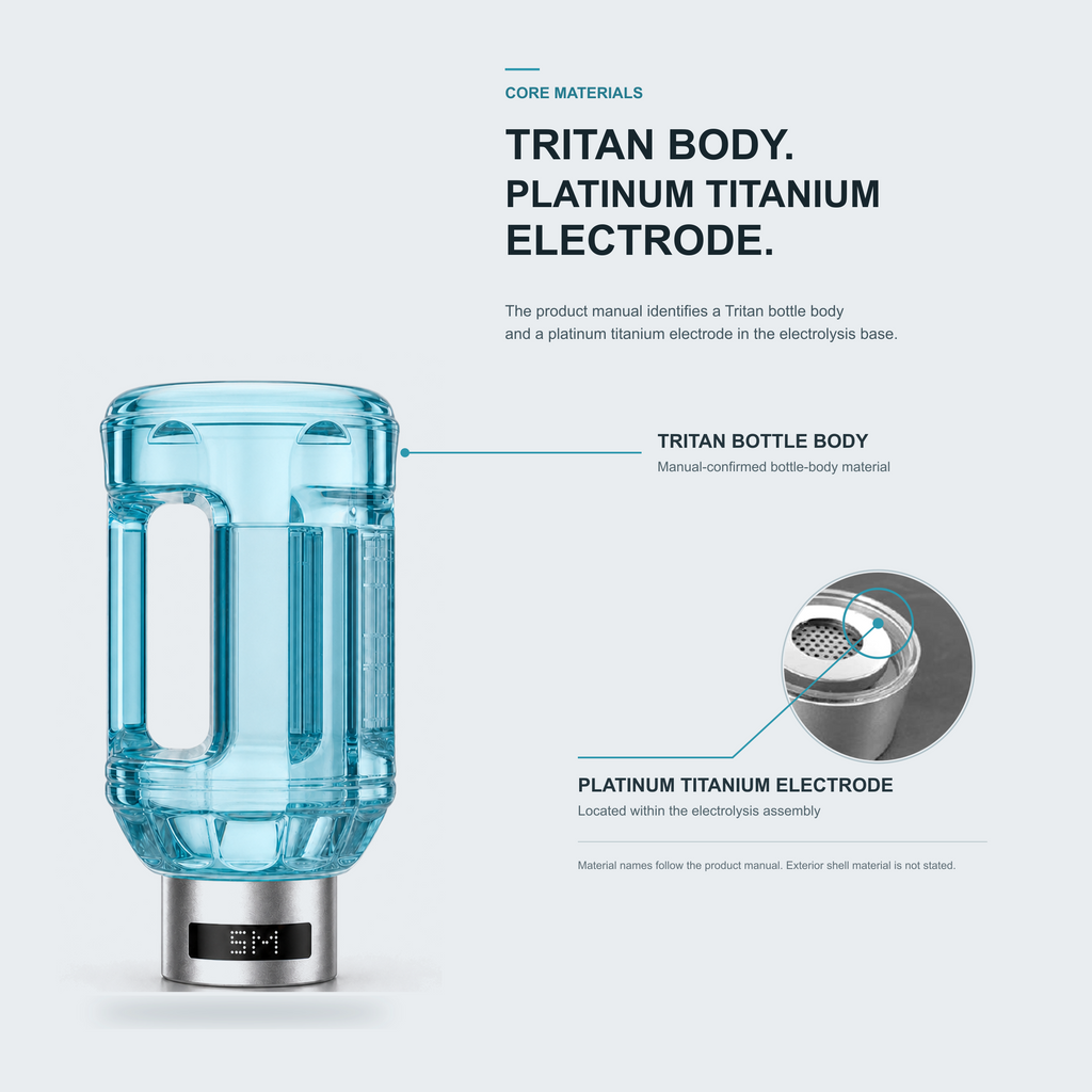 Neravo E2 Tritan bottle body and platinum titanium electrode materials