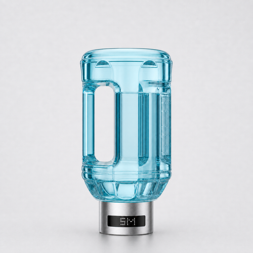 Neravo E2 aqua-blue 1500 ml hydrogen water bottle with integrated handle and 5M display