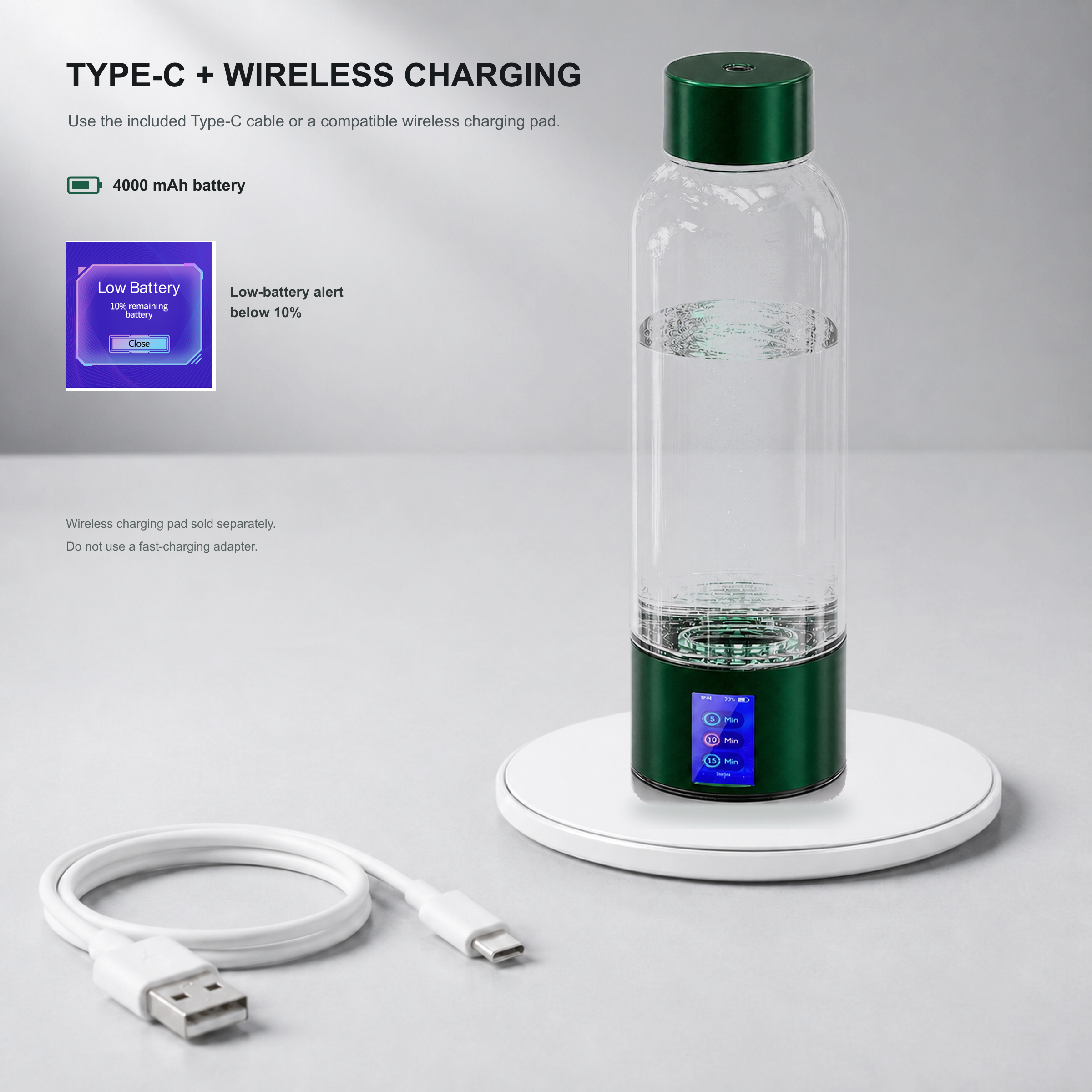 Neravo P1 Type-C and wireless charging options with charging pad sold separately
